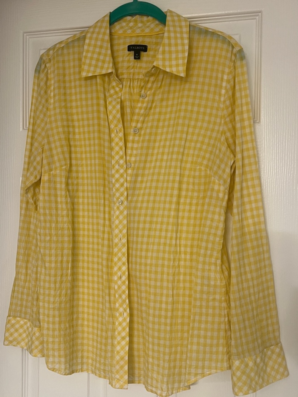 Talbots Yellow and White Gingham Button-Front Shirt